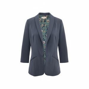 Skies are Blue Grey Open Front Blazer Women Size S Floral Lining  Lightweight